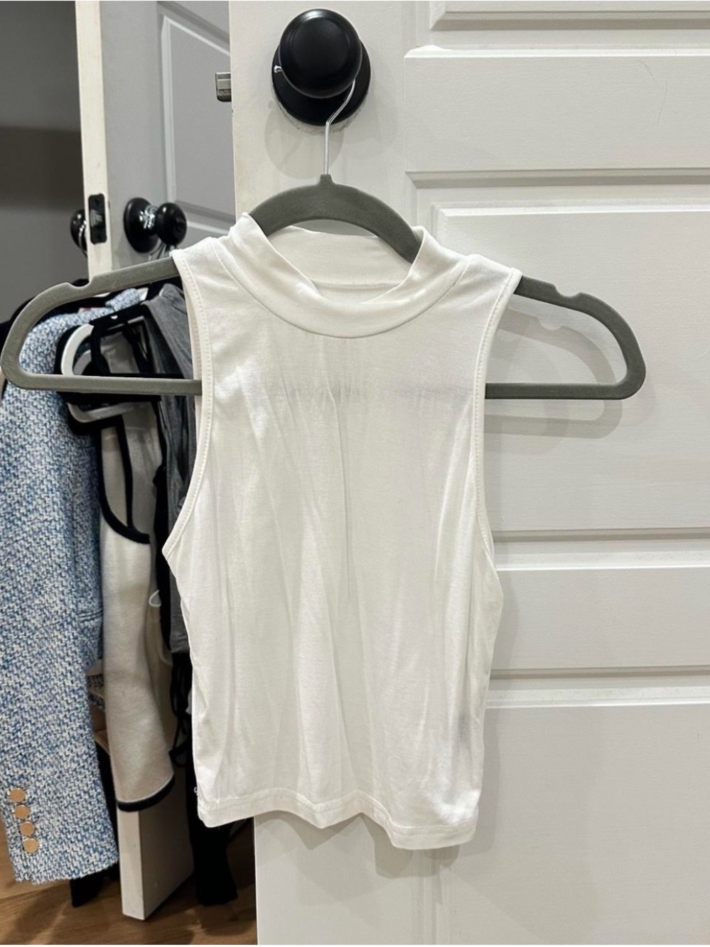 White Sleeveless Mock Neck Tank Top